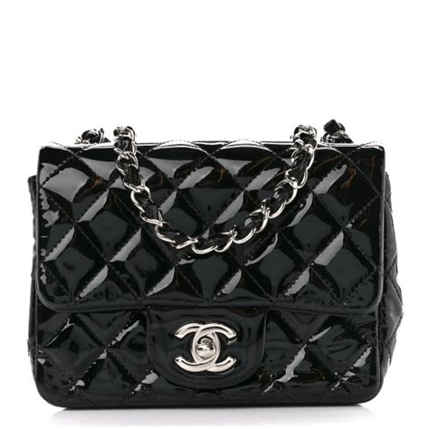 CHANEL Patent Calfskin Quilted Mini Square Flap Black 1409744 